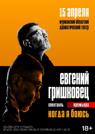Евгений Гришковец Когда я боюсь Мурманск 2026